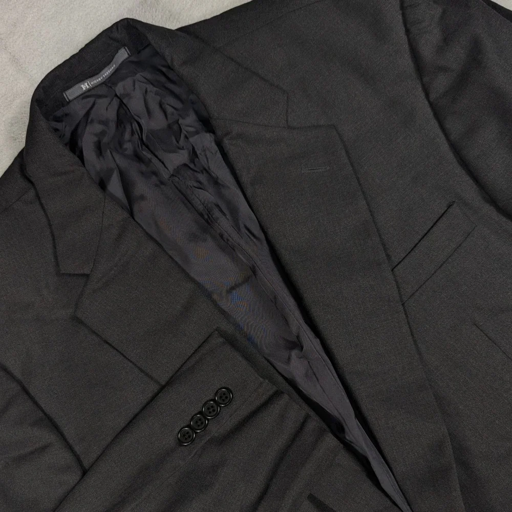 Hickey Freeman Loro Piana Tasmanian Wool Blazer Mens 44L Charcoal Canterbury